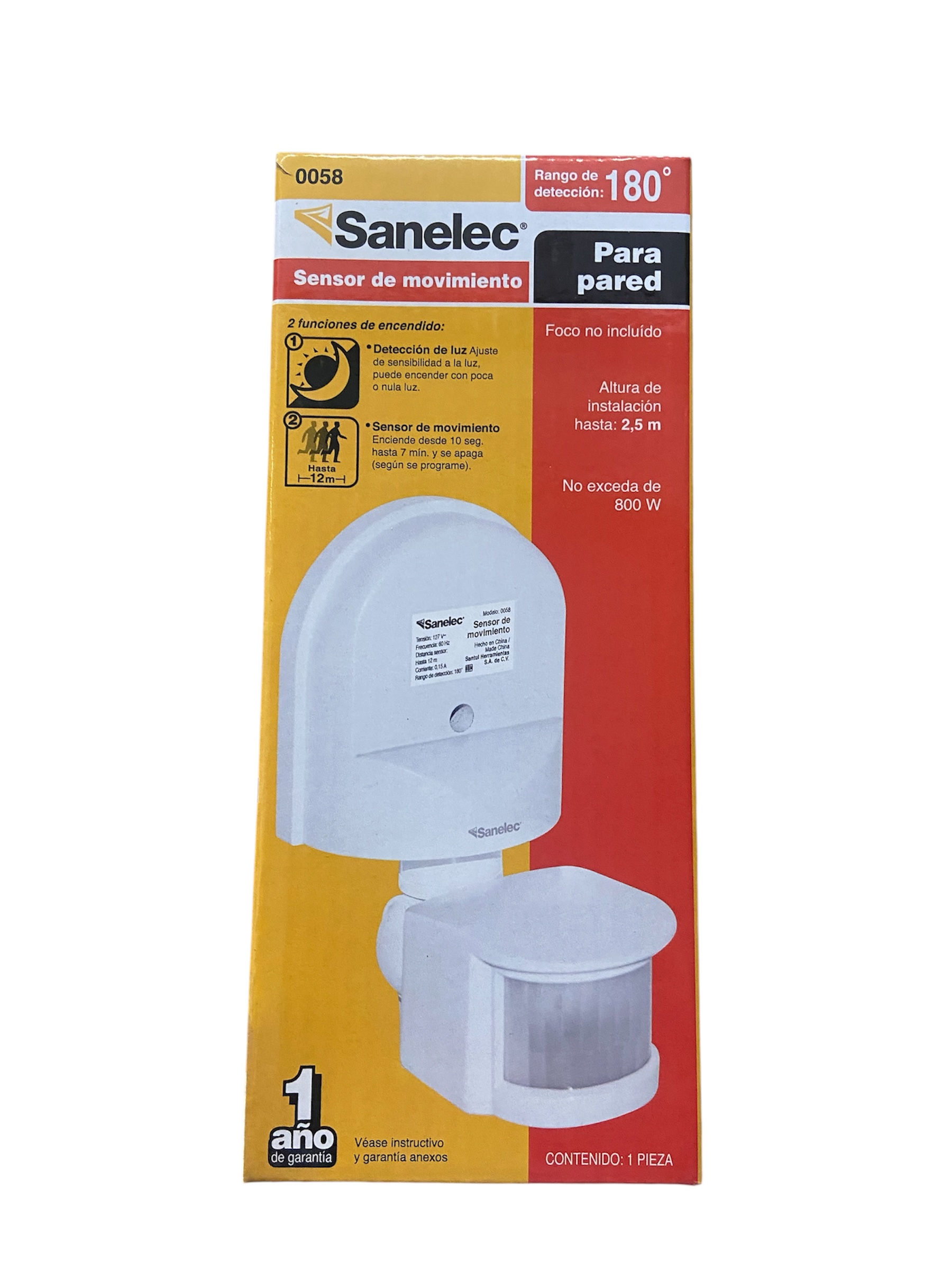 Sensor de movimiento 180° para pared
