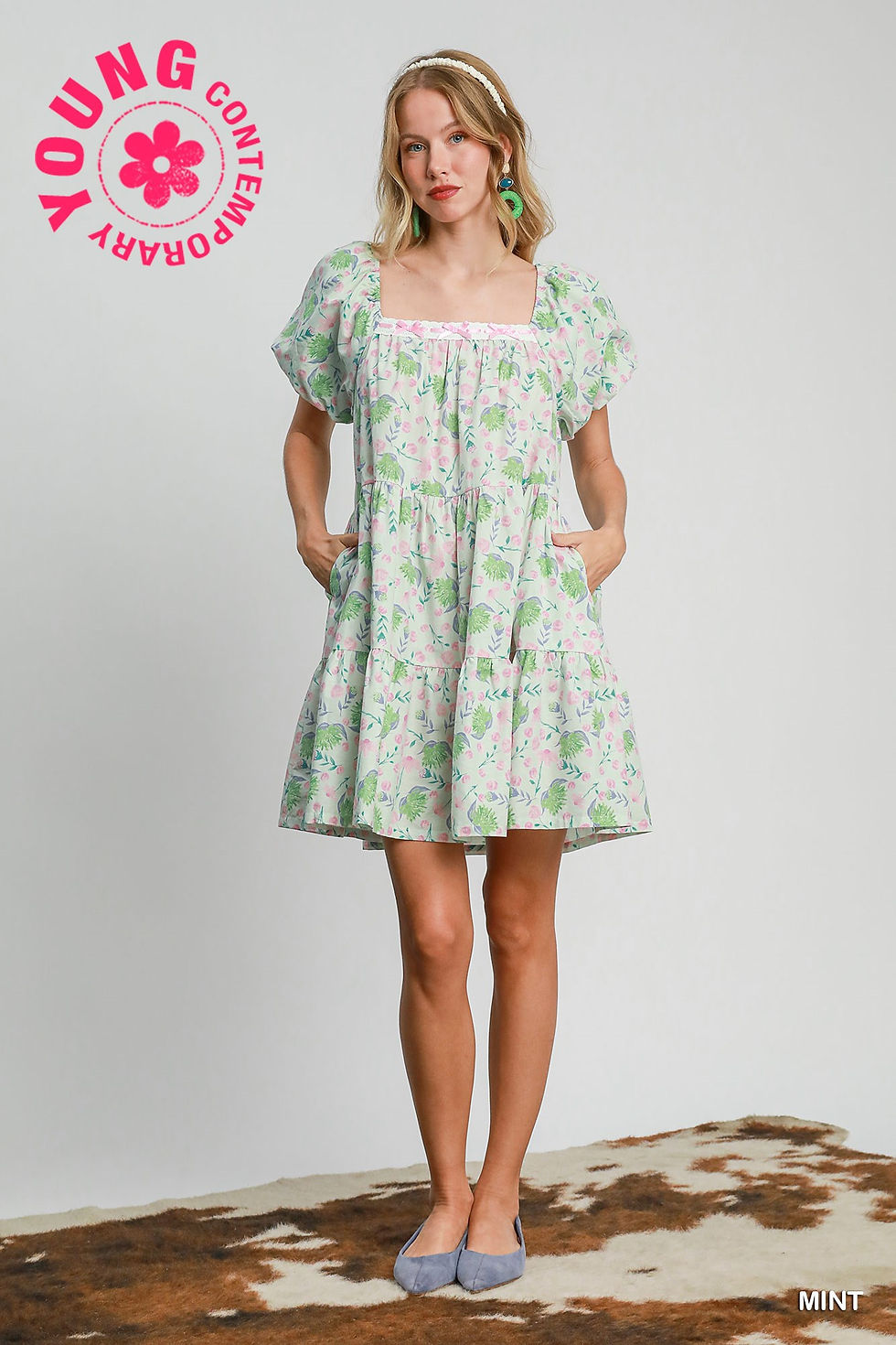 Thumbnail: Lila Floral Puff Sleeve Dress