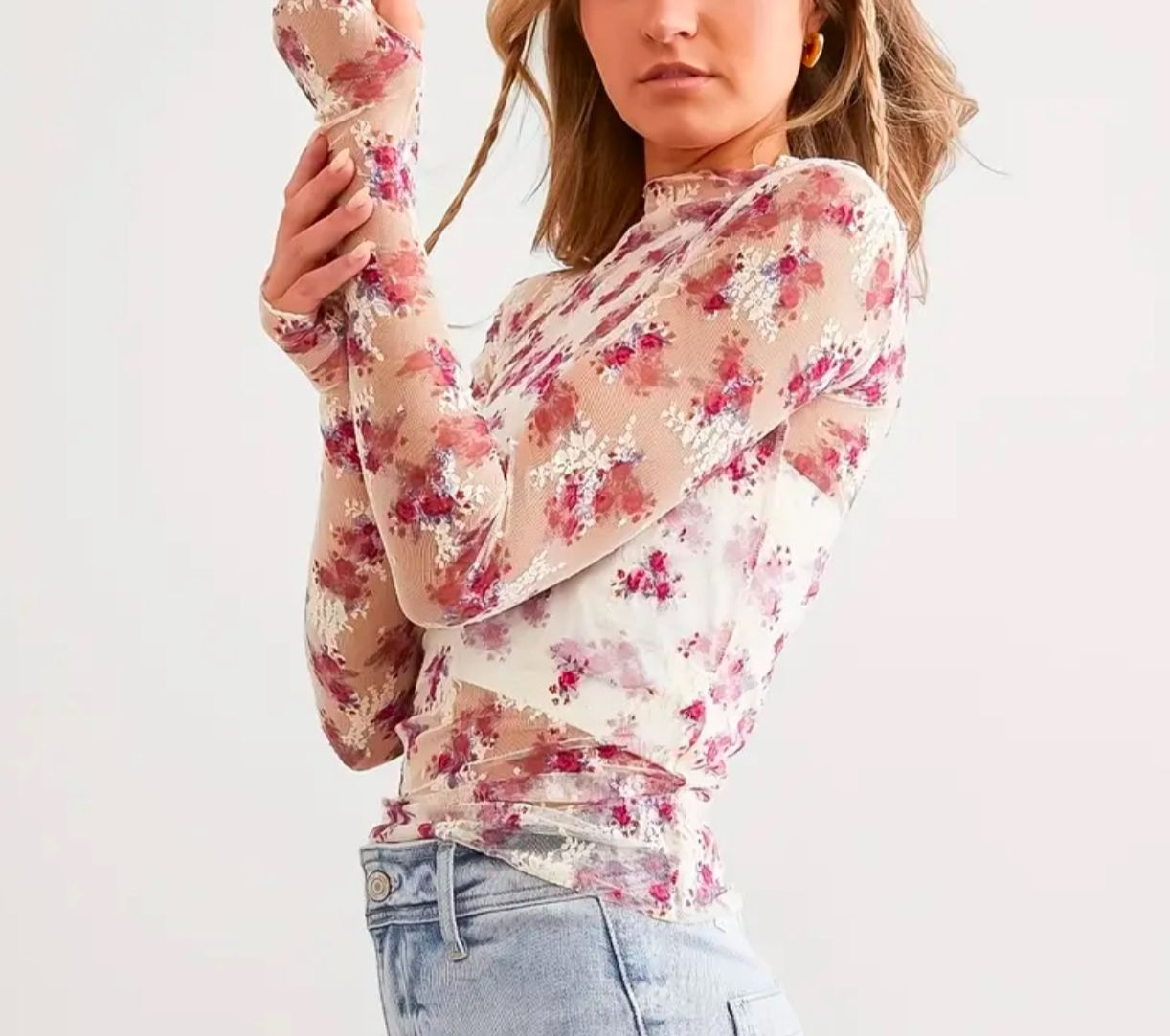 Iris Floral Mesh Top