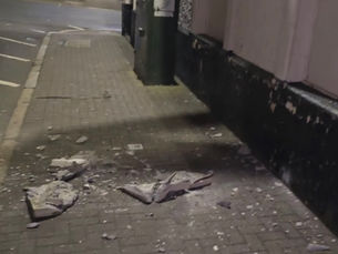 Chunk of Concrete Falls Off Old Bingo Building onto Busy Path