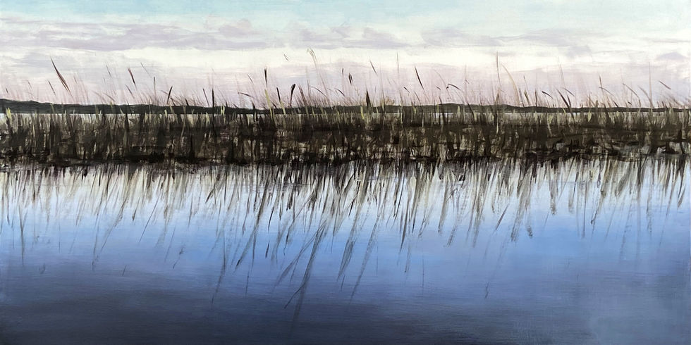 painting of reflectons in a marsh
