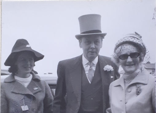 With Duke of Devonshire and his daughter Emma Derby Day 1969.jpg