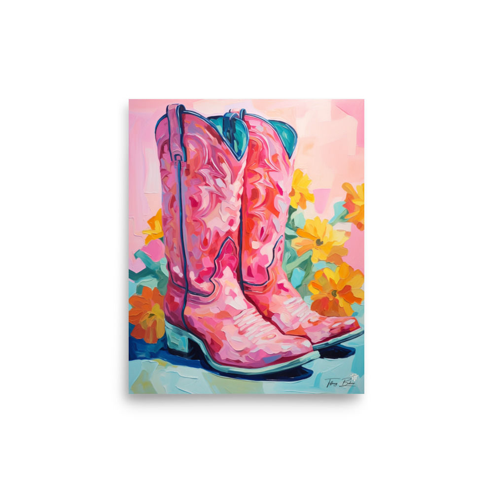 Pretty in Pink Cowgirl Boots by Tiffany Bohrer - Museum Quality Poster