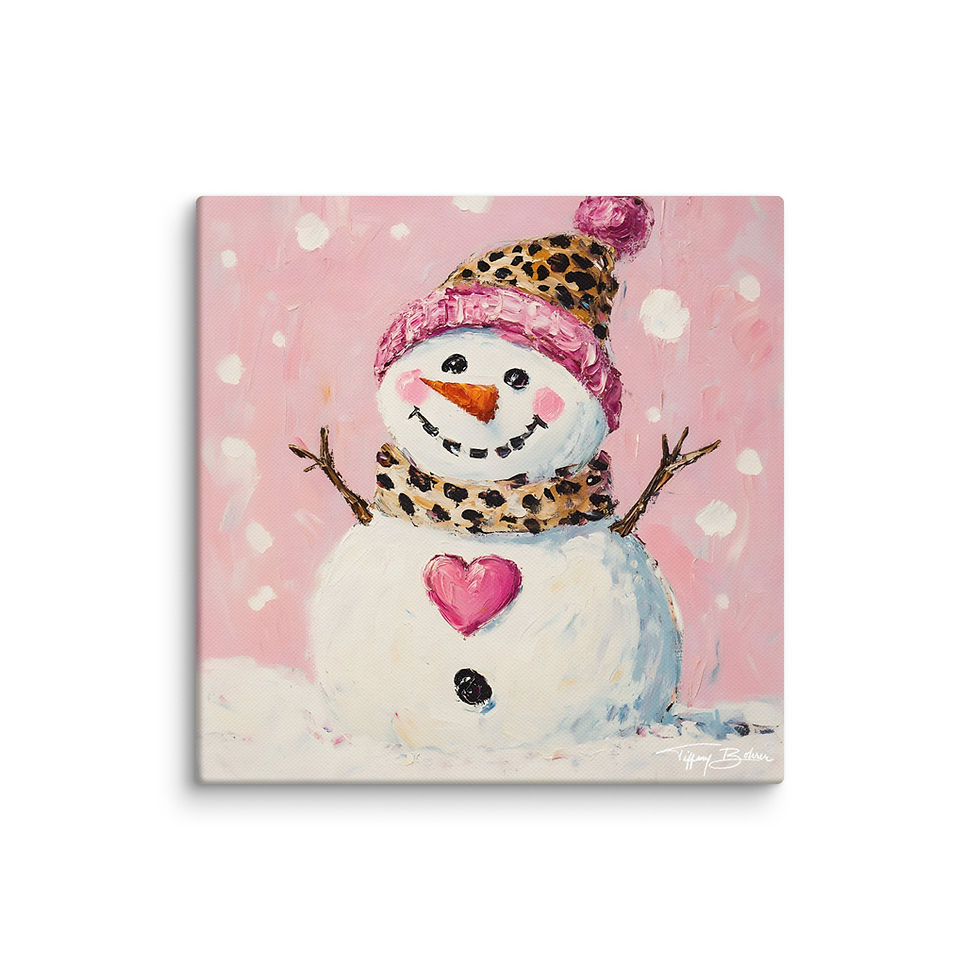 Sweet Cheetah Snowman by Tiffany Bohrer - Archival Giclee Canvas
