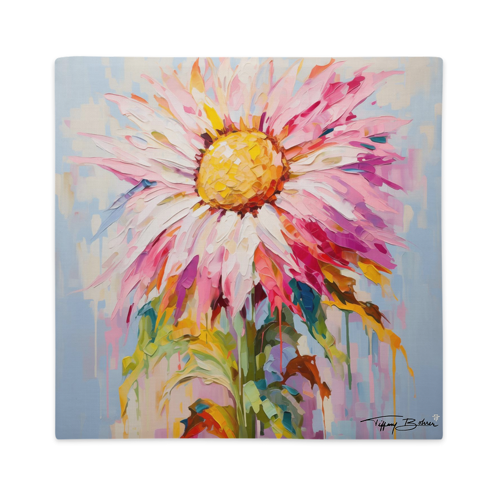 Thumbnail: Sunflower Dressed in Pink by Tiffany Bohrer - Premium Pillow Case