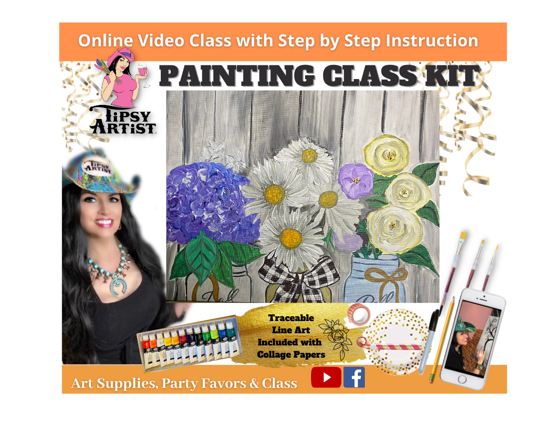 Mason Jars with Flowers ~ Painting Kit