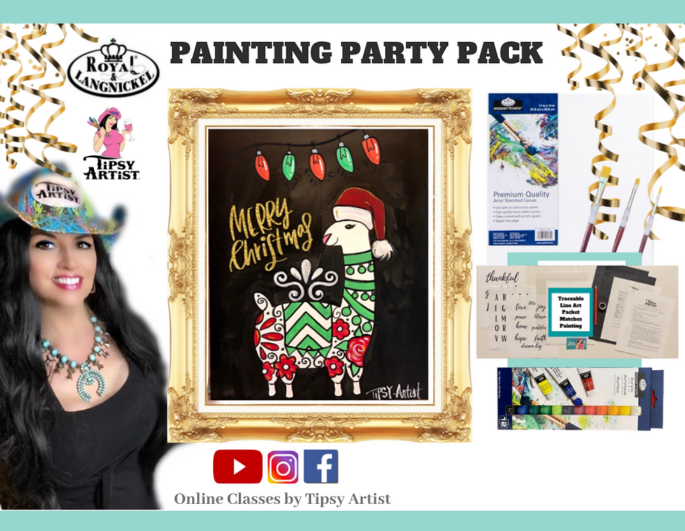 Santa Llama Painting Kit ~ Painting Party Gift