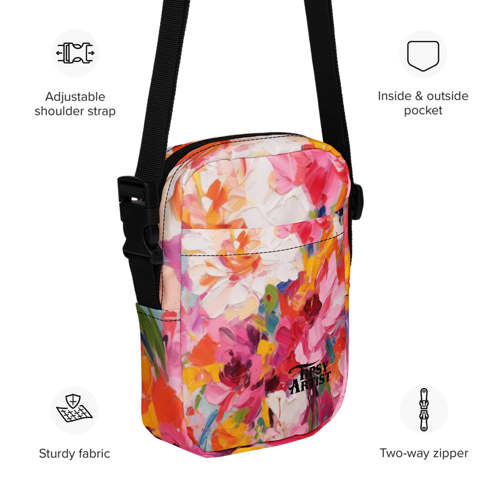 Thumbnail: Painted Floral by Tiffany Bohrer Utility crossbody bag