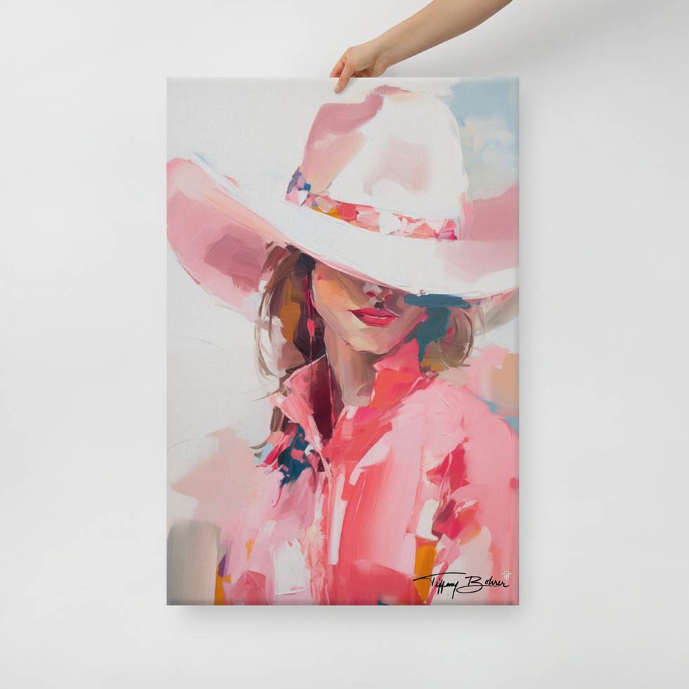 Thumbnail: Saltwater Taffy Kiss Cowgirl by Tiffany Bohrer - 24x36 Giclee Archival Canvas