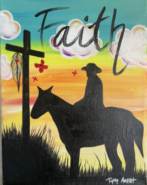 Faith Cowboy on a Horse Silhouette with Online Class