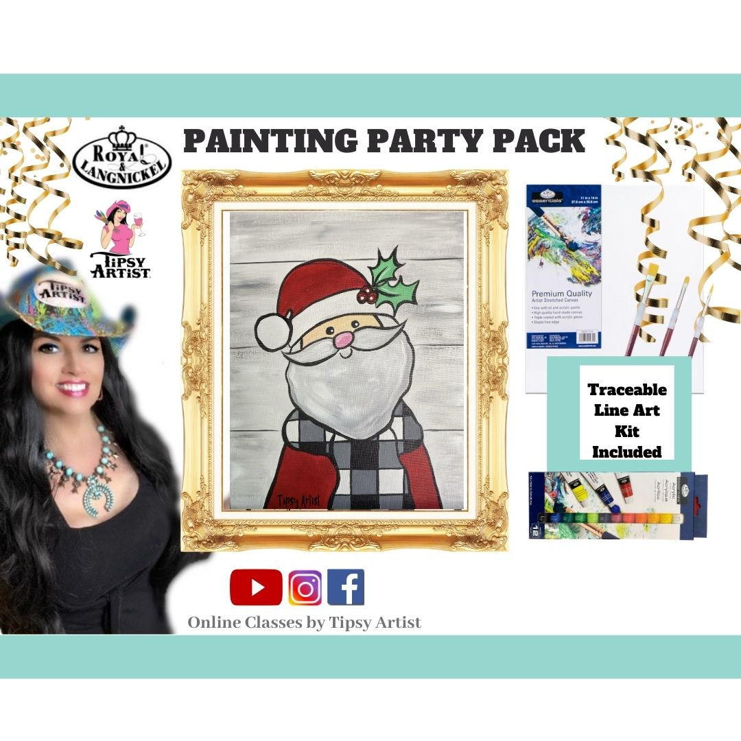 Smiling Buffalo Check Santa ~ Painting Party Gift
