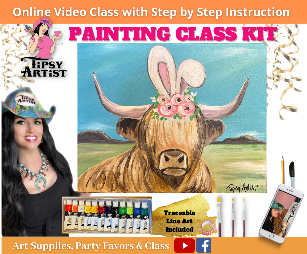 Easter Highland Cow ~ Painting Kit
