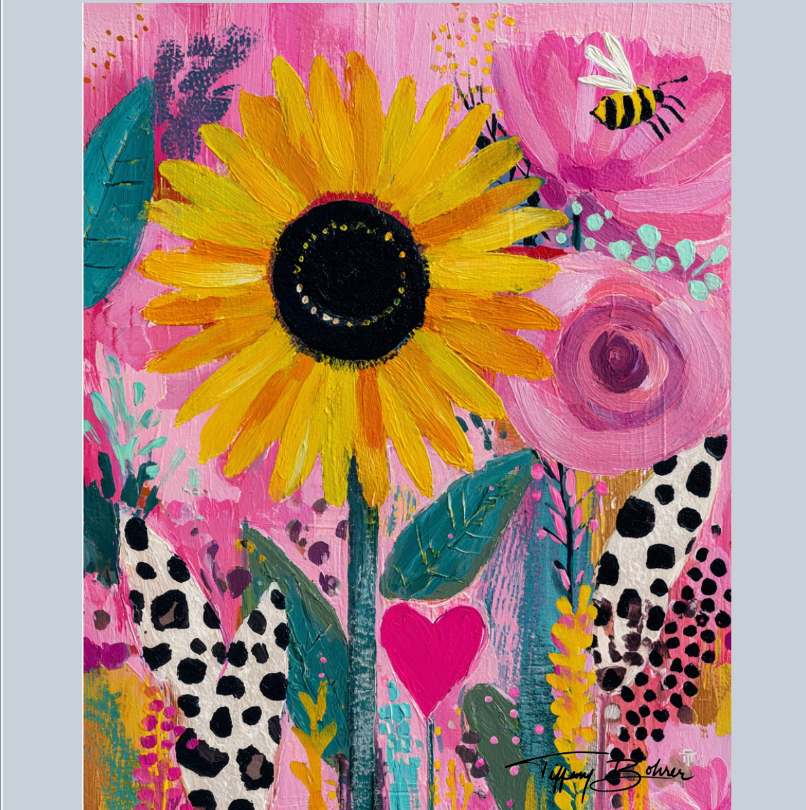 Bright Sunflower Bee in Pink ~ Painting Kit
