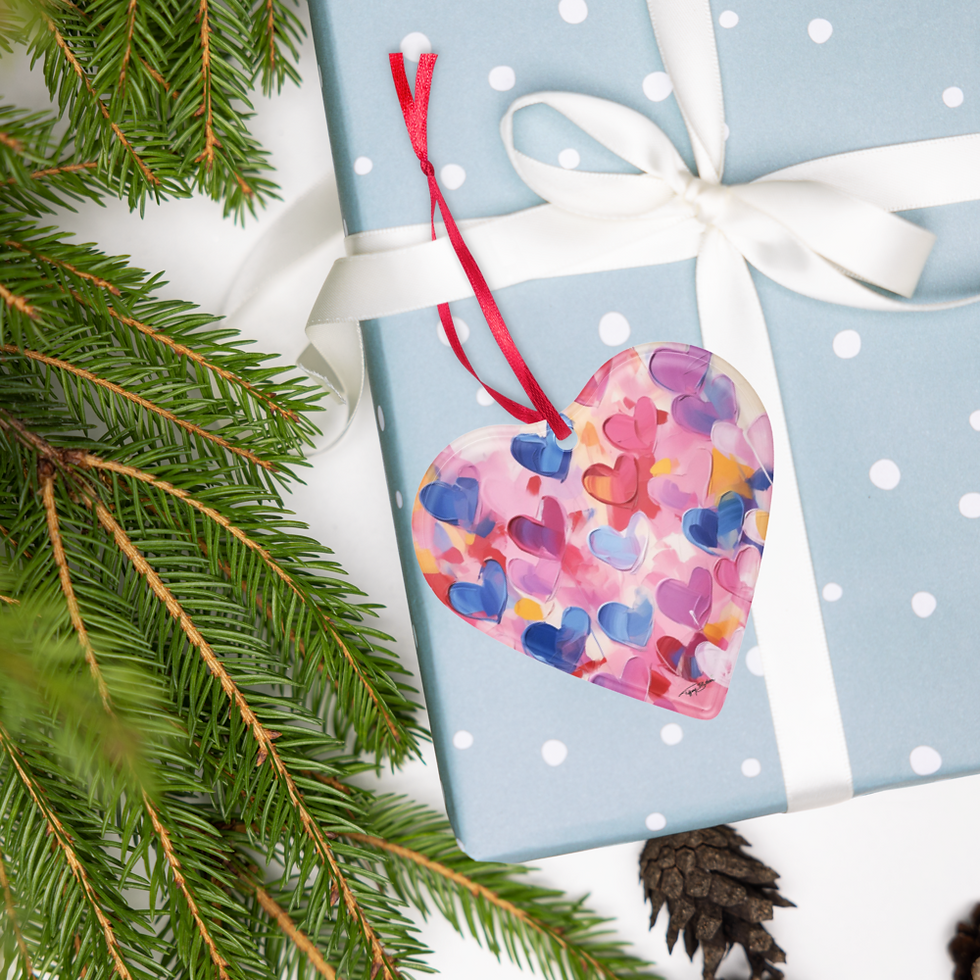 Thumbnail: Dripping Love Hearts by Tiffany Bohrer - Acrylic ornament