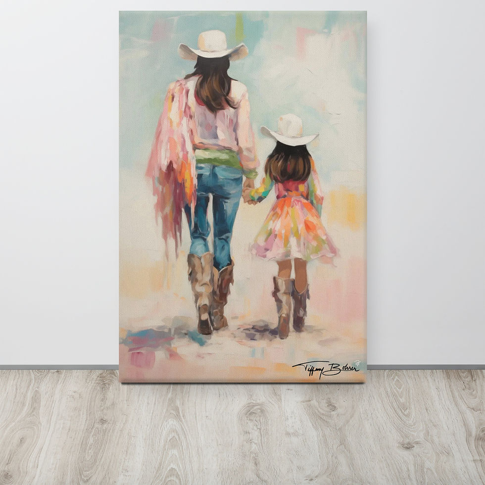 Mother and Child Brunette Cowgirls by Tiffany Bohrer - 24x36 Giclee Canvas