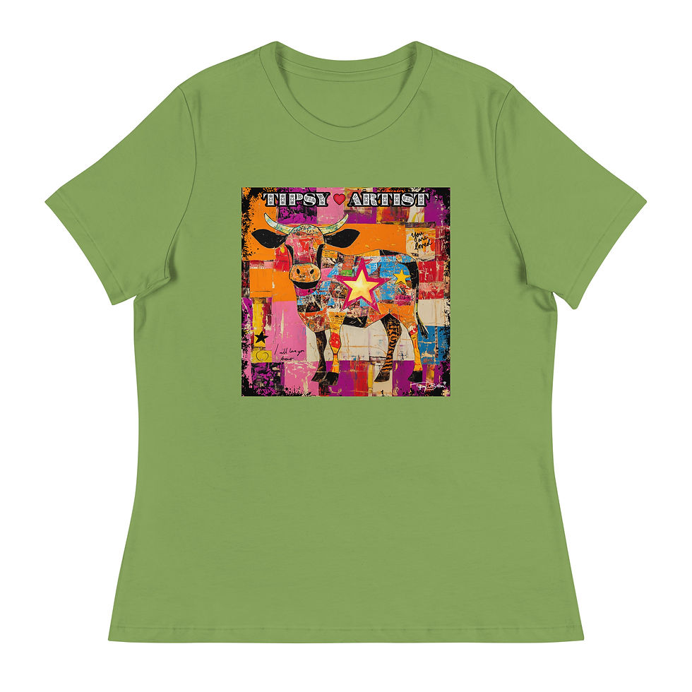 Thumbnail: Big Star Quilt Cow by Tiffany Bohrer Women's Relaxed T-Shirt