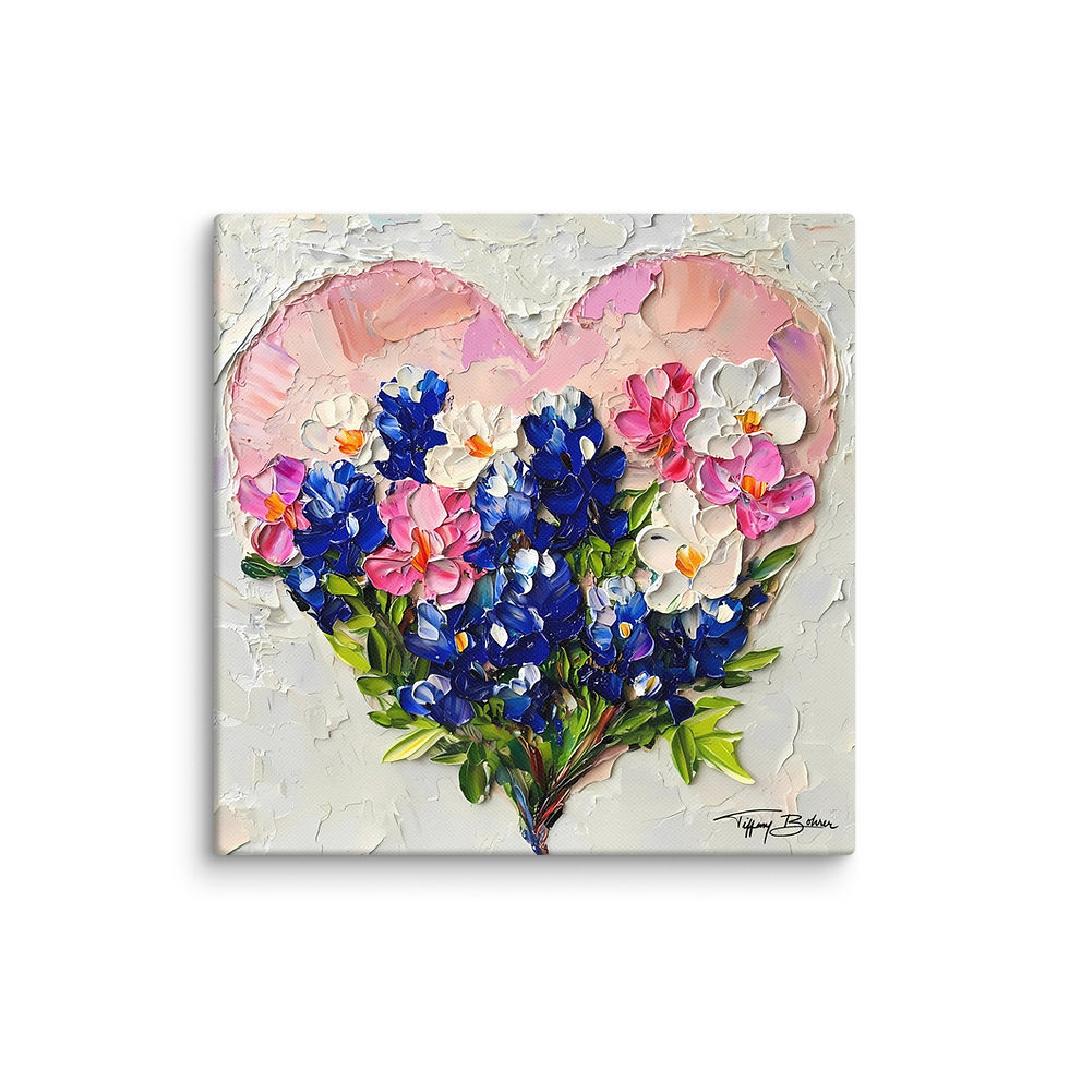 Thumbnail: Prayer Bluebonnet Heart by Tiffany Bohrer - Archival Giclee Canvas