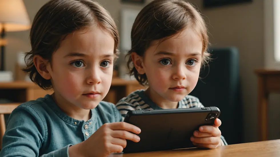 Eye-level view of a child using a communication device