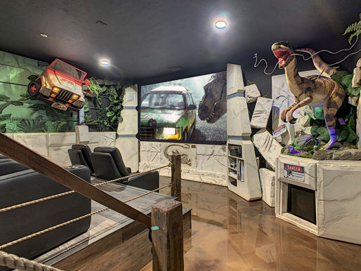 Jurassic Park movie theater in Florida vacation home.