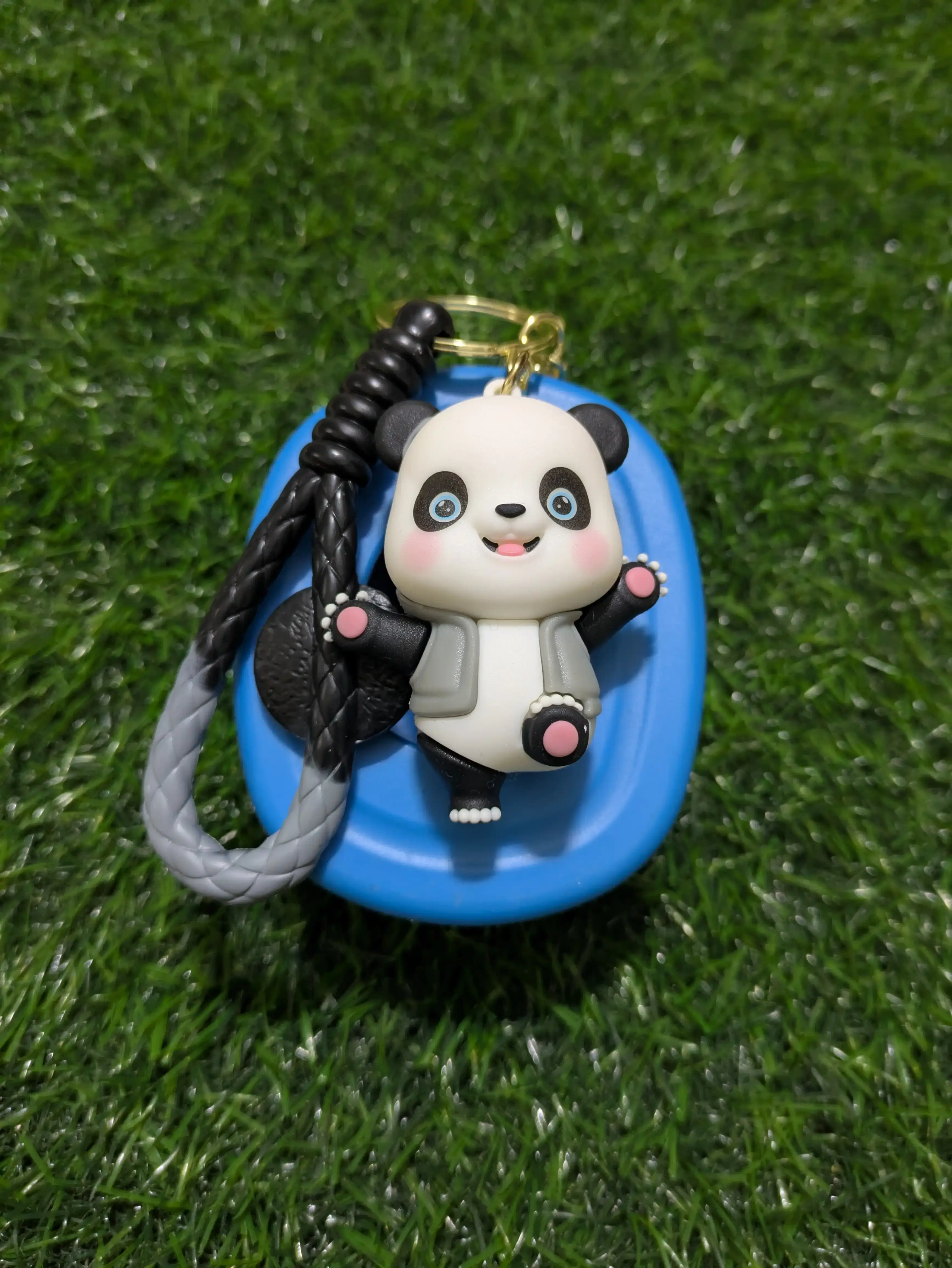 Standing Panda Grey Dress Keychain