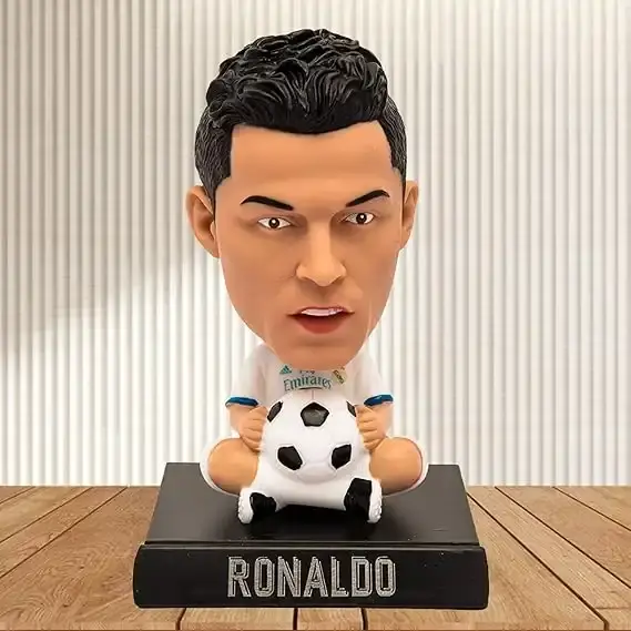Thumbnail: Christiano Ronaldo White and Black Bobblehead cum Mobile Holder