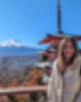 This is me, Sara, in front of Mount Fuji and its pagoda