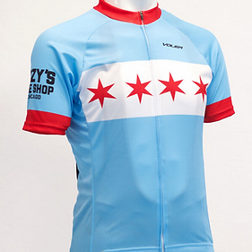 Photograph of the front of the Kozy's 80th birthday commemorative bike jersey