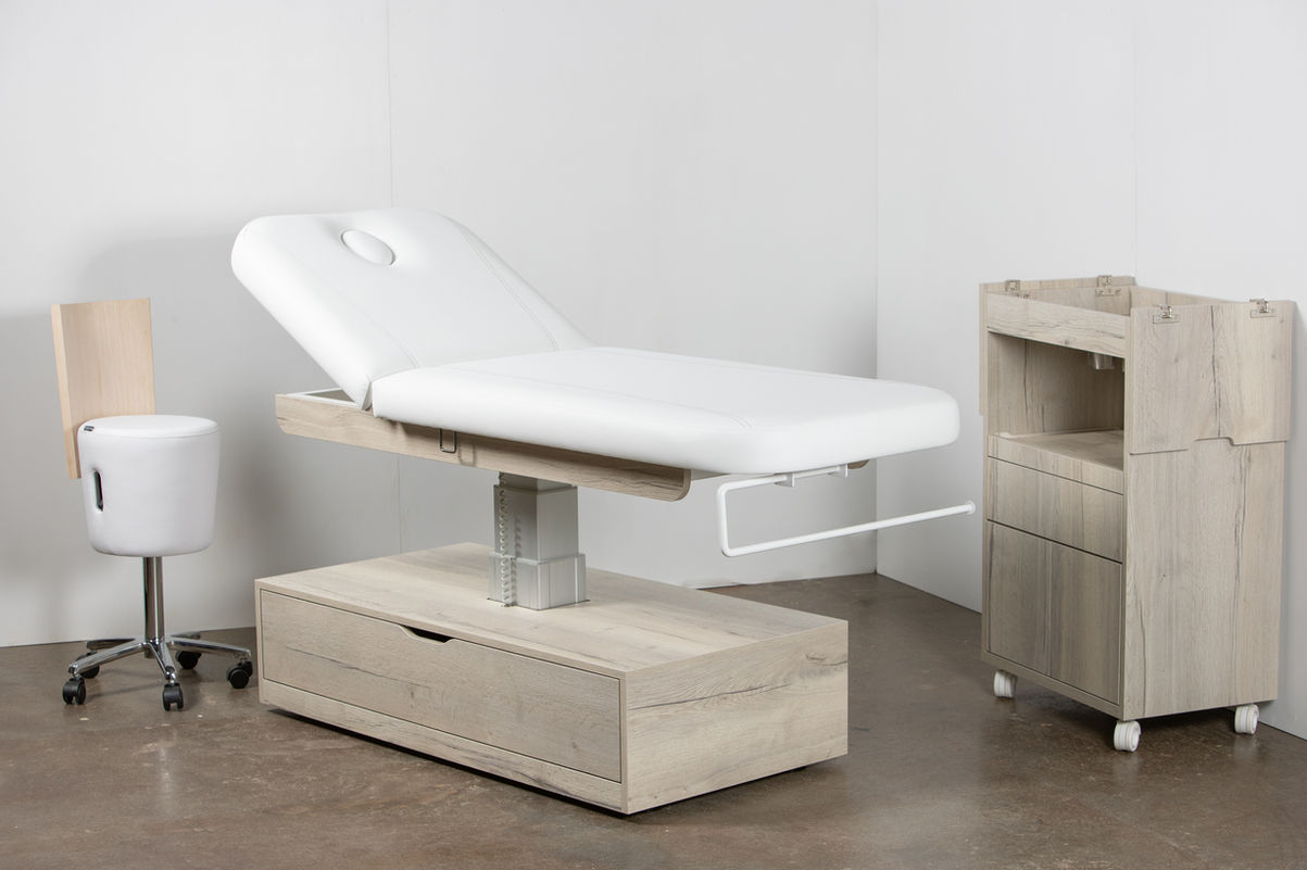 Table cabine esthétique - Fabrication Française - ProdesignPlus - CABINE MATHYLDE BOIS BLANCHI