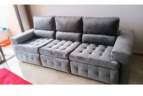 Reforma de sofá 3 lugares reclinável e retrátil em suede !!_._._Mais uma cliente satisfeit