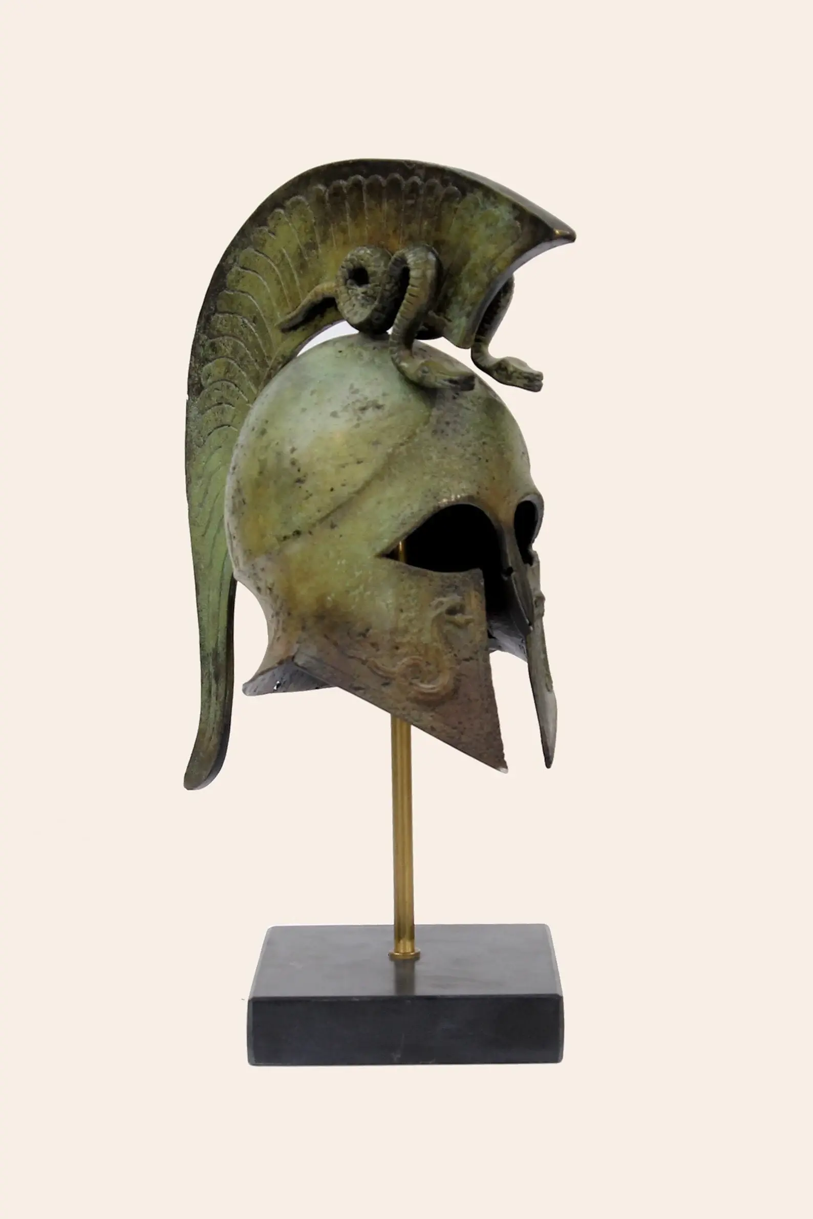 Greek Spartan helmet solid bronze Ancient warrior greek helmet snake decoration