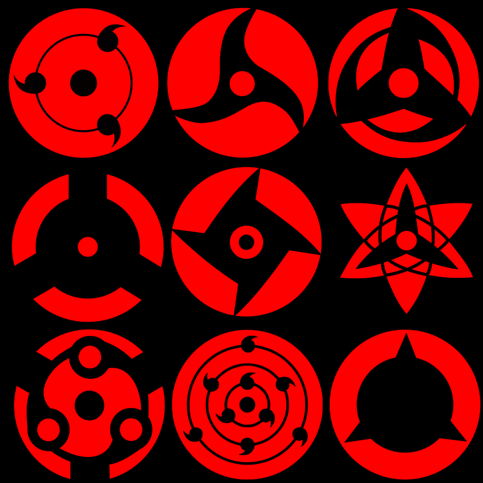 Miniatura: Naruto Shippuden - Sharingans (Kit com 9 Unidades)