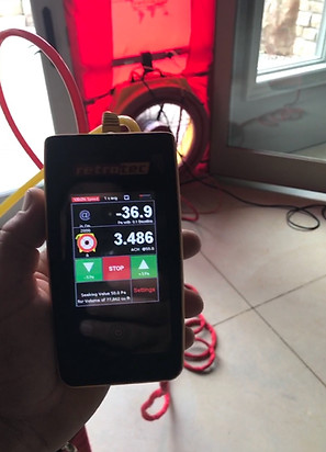Blower door test on new home to test air sealing and leaks
