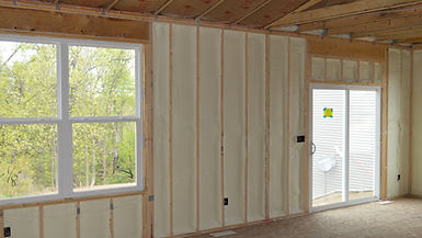 Closed-cell spray foam insulation in open cavity new construction