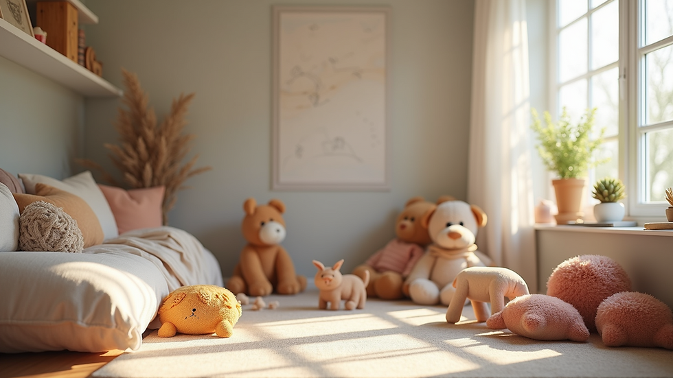 Eye-level view of a beautifully organized children's toy corner