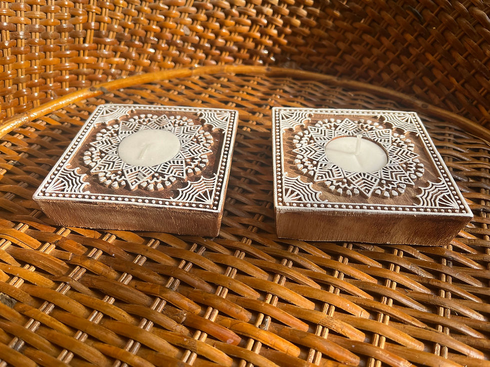 Thumbnail: Carved Wood Tea Lights sets