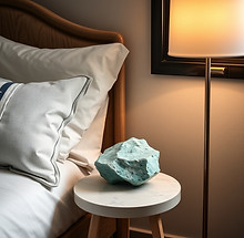 small amazonite stone in bedroom corner table.jpg