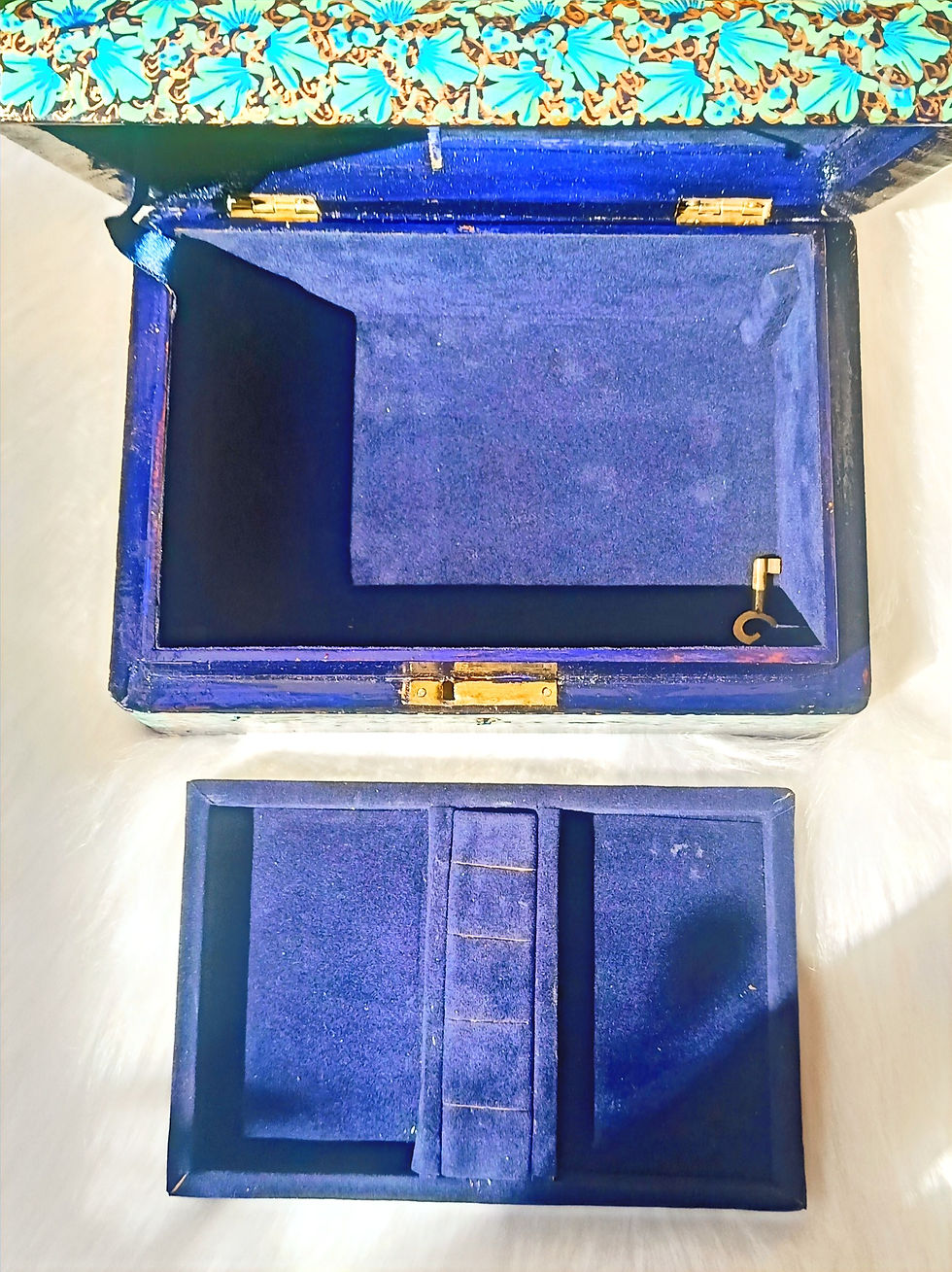 Thumbnail: Kashmiri Paper Mache Velvet-Lined Jewellery Boxes