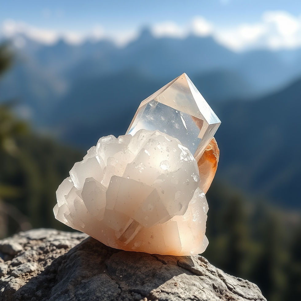 Wide angle view of a serene crystal display
