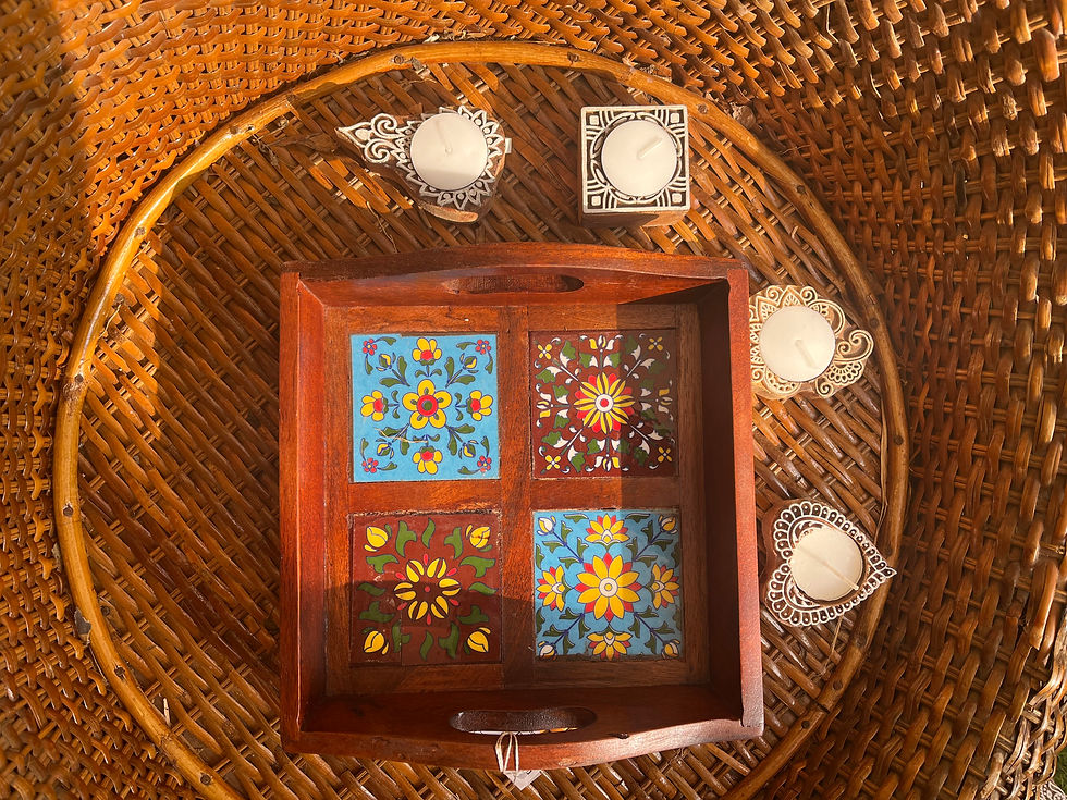 Thumbnail: Carved Wood Tea Lights sets