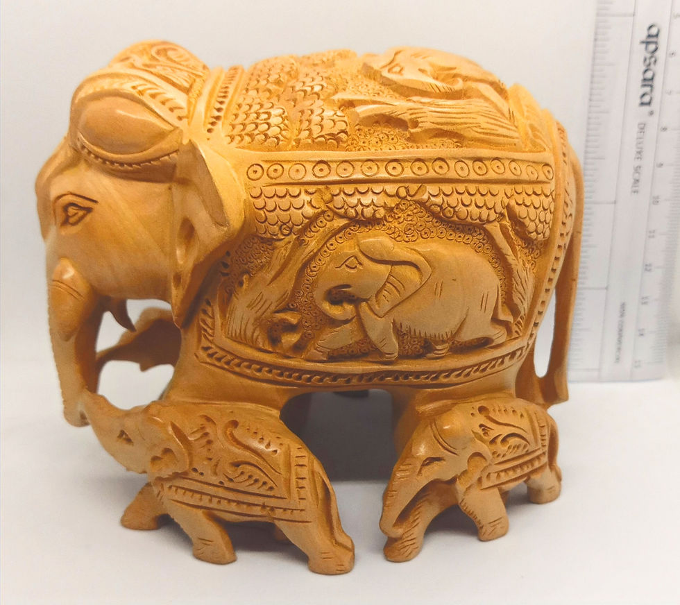 Thumbnail: Carved wood Elephant with Babies