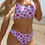 Thumbnail: Sandy & Salty Athletic Bra & Mid-Waist Cheeky Bikini Bottom Purple Power Retro