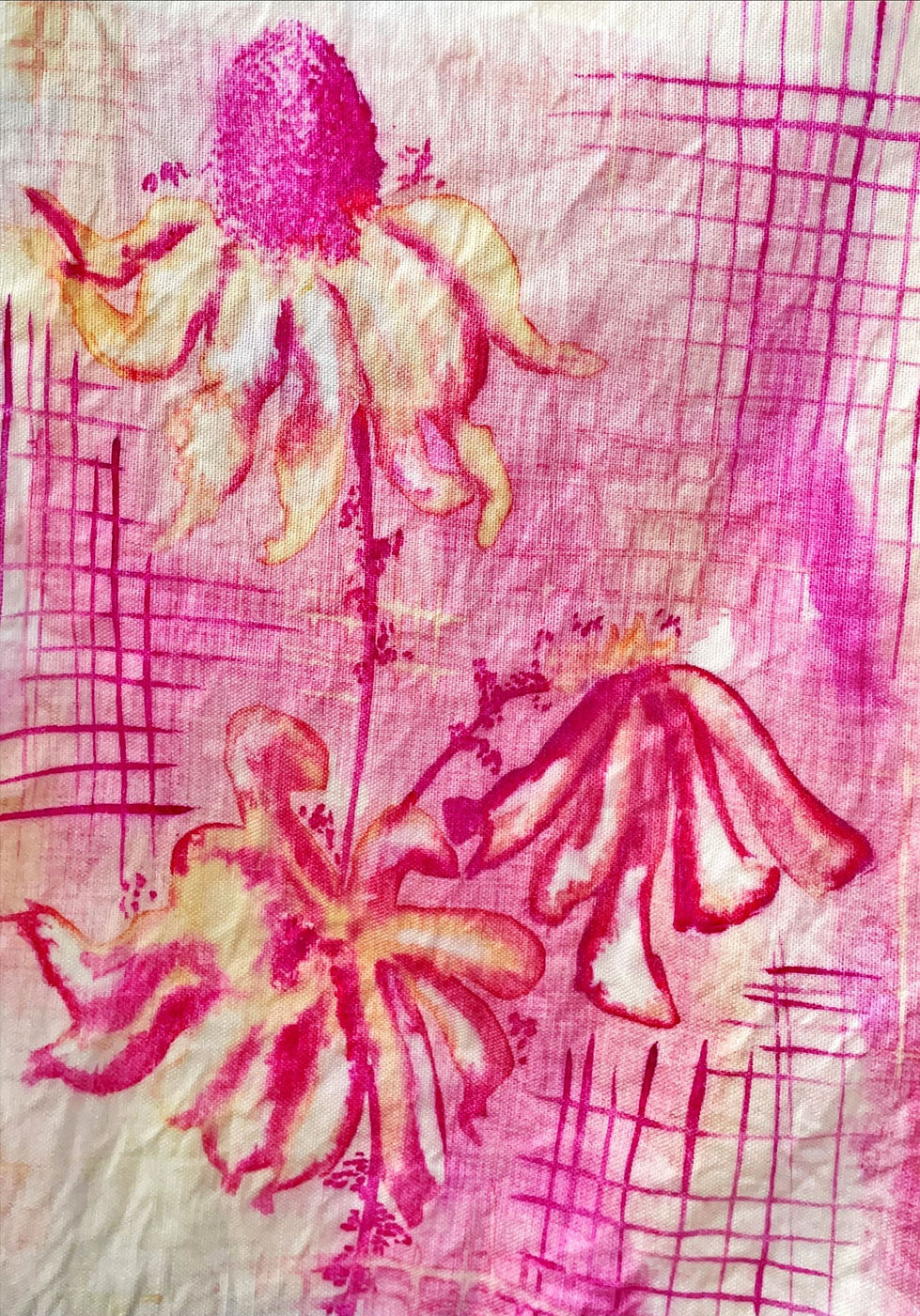 Monoprinted sunflower screen print