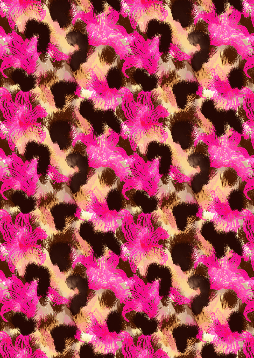 Jaguar and hot pink Lillies