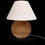 Miniature : lampe à poser en bois massif socle en forme de cylindre, abat-jour conique blanc