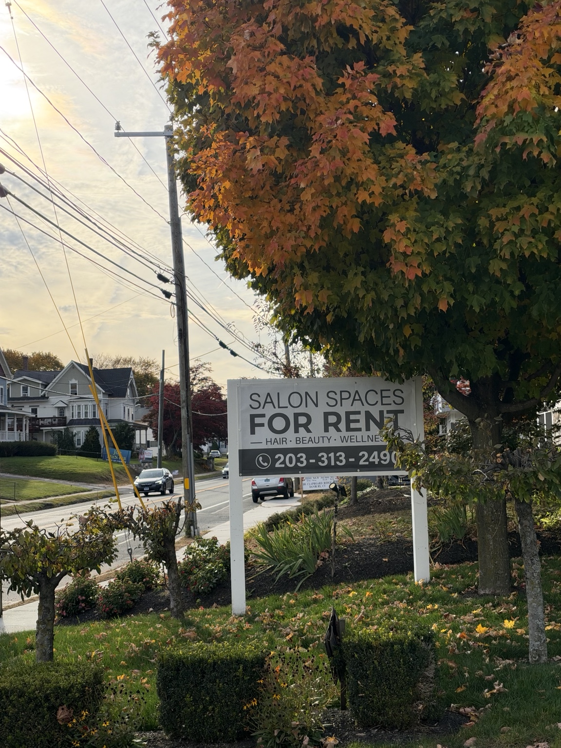 Miracelly rental sign and landscaped property along South Street