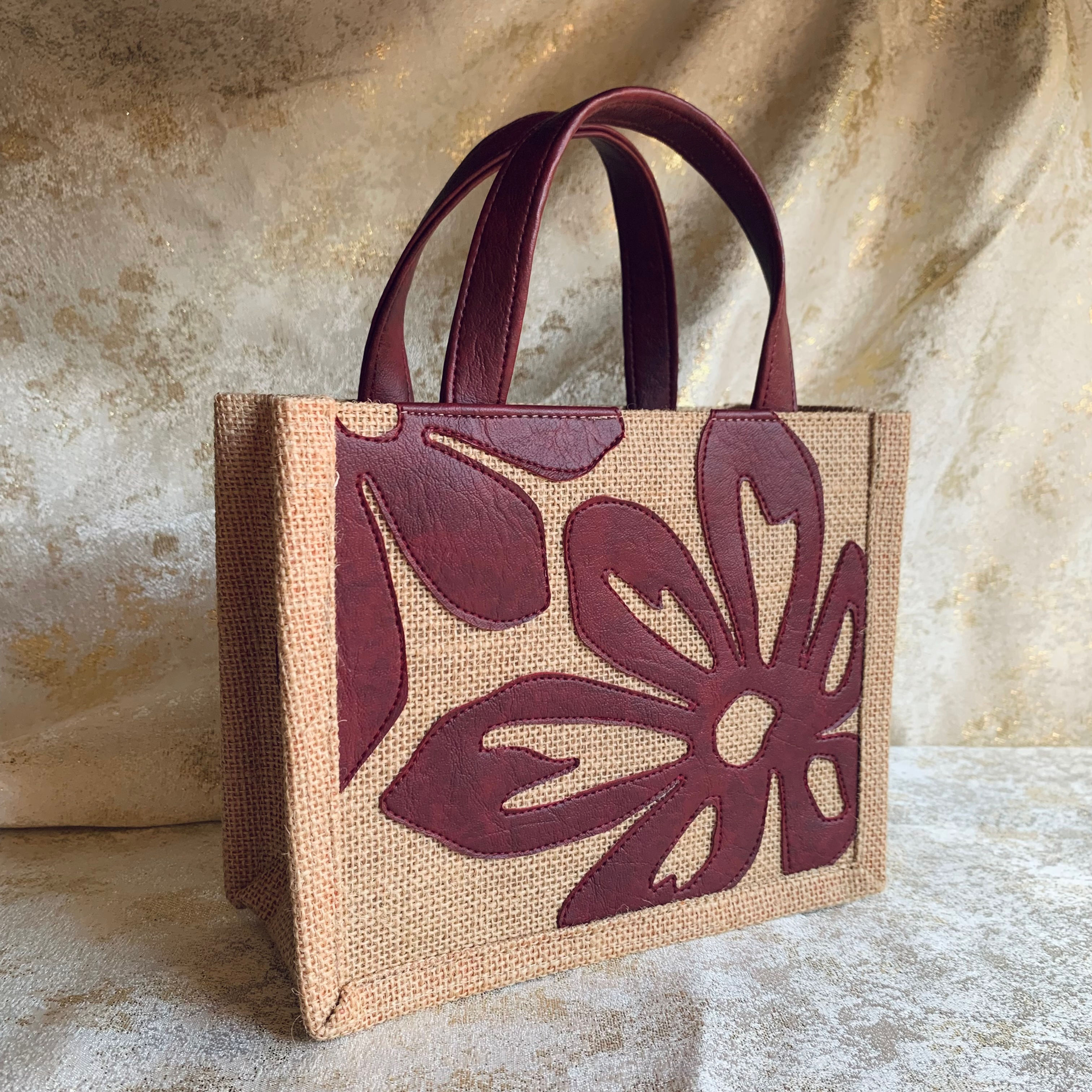 Floral Mini Tote- Wine