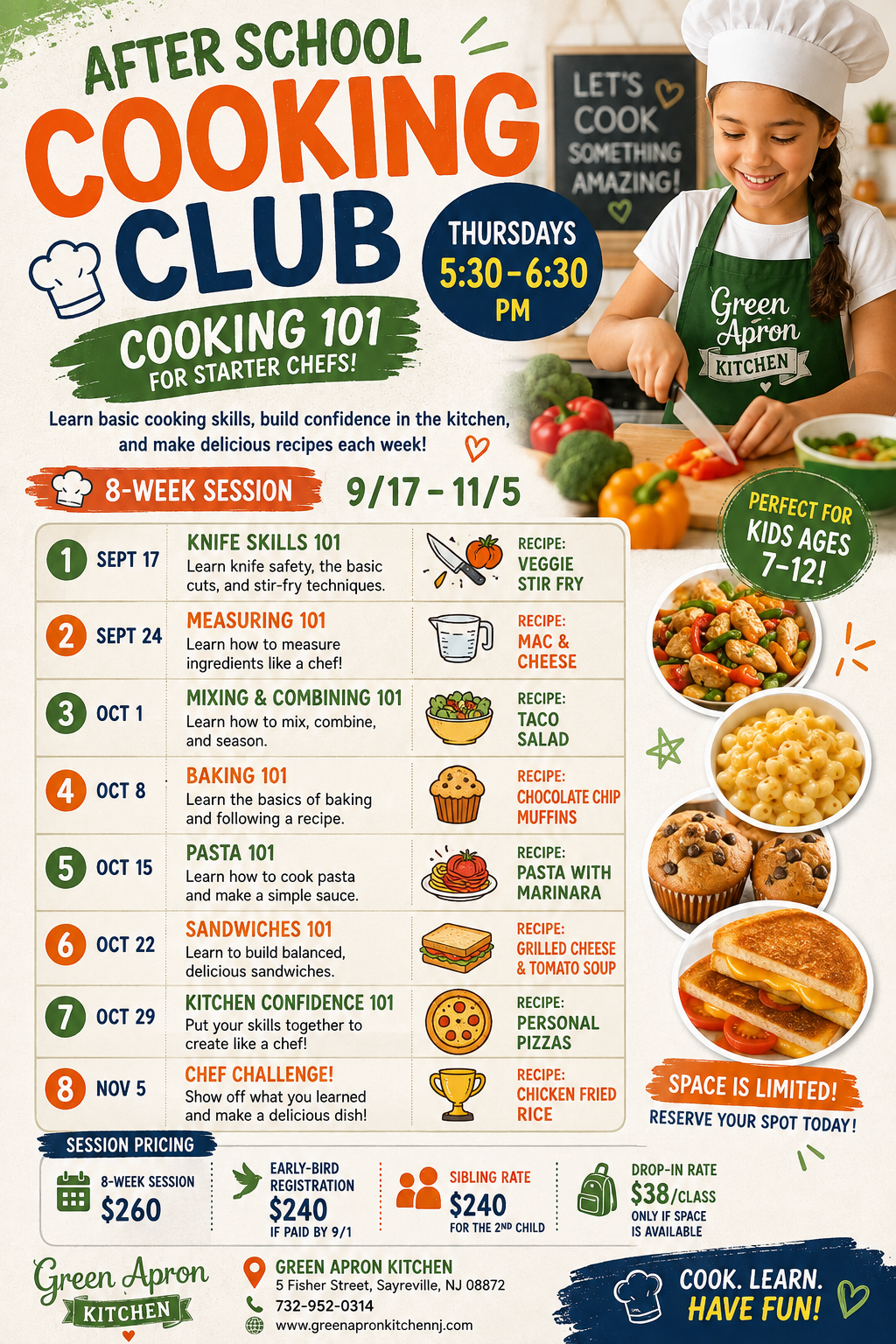Thursdays Cooking Club coooking 101 for kids