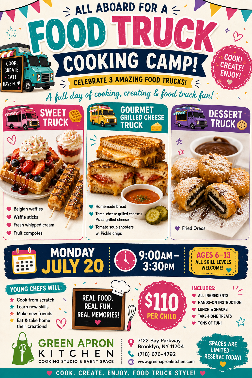 Gourmet grilled cheese and fresh Belgian waffles inspired by food truck favorites
