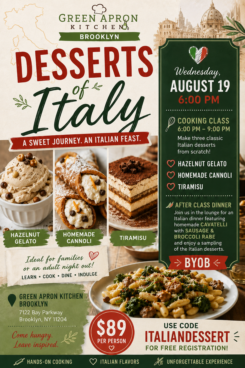 Authentic Tiramisu and Italian pastries on a rustic wooden table
