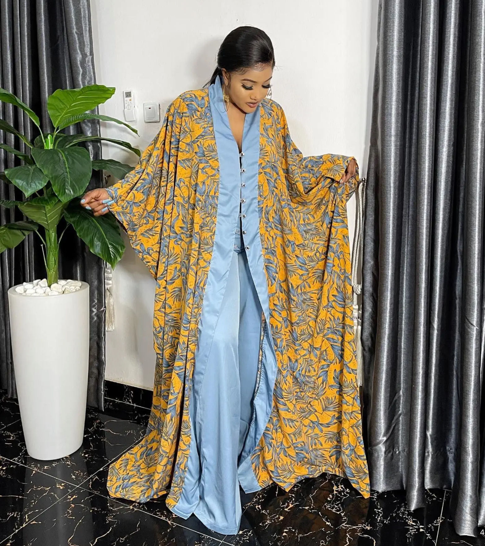 African chiffon gown and loose trouser